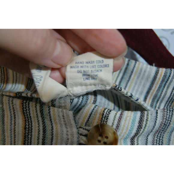 2/$25 & $5.95 Shipping Sky & Sparrow Cotton Linen Button Front Mini Skirt Stripe - Picture 5 of 6